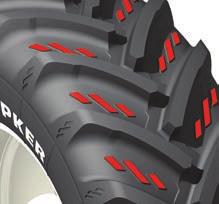 + 200 HP Traction Tyre with lug spacing designed for maximum traction.