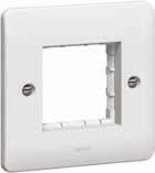 using Synergy White wiring accessories 10 8218 46 1 gang contrast frame 10 8218 47 2 gang contrast frame Accessory frames 10 7300 53 1 gang - 86 x 86 x 11 mm with bottom cord outlet For flush to wall
