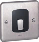 Synergy Authentic fan switch and double pole switches 8334 09 8330 10 8332 16 8334 12 8330 22 8332 23 8334 21 Slim front plate: BSS: Plates made of austenitic Stainless Steel - non-magnetic - grade