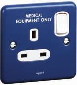 MEIGaN Synergy MEIGaN socket outlets 8204 50 8204 53 socket outlets For use in healthcare establishments Engraved in white lettering MEDICAL EQUIPMENT ONLY Blue coated stainless