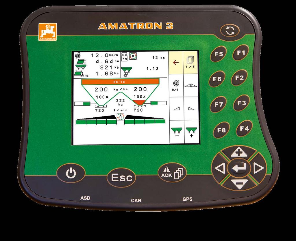 ZA-TS and ZG-TS AMATRON 3 The ISOBUS terminal that offers complete functionality AMATRON 3 The terminal features a job management function (Task Controller) and connection to the ASD automated field