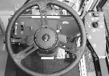 STEERING WHEEL The steering wheel controls the machine s direction. The machine is very responsive to the steering wheel movements.