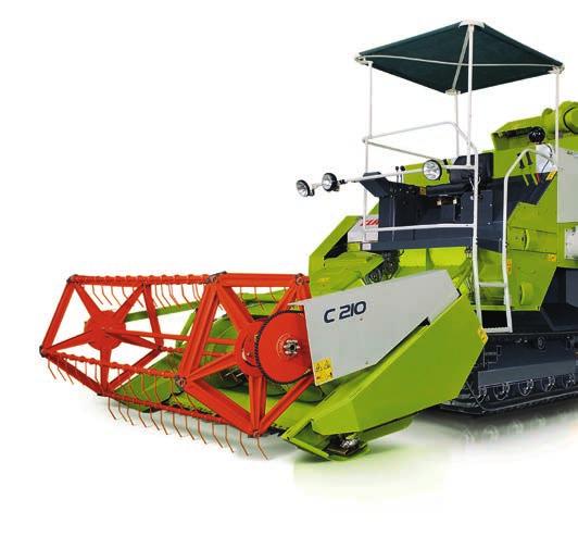 CROP TIGER 30 TERRA TRAC. 1 Canopy: The large, high-quality canopy offers the operator optimal comfort. 2 Cutterbar: 2.10 m wide with dual knives for outstanding results in rice.