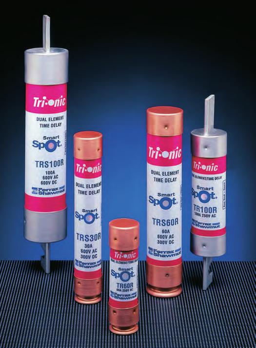 TRI-ONIC TR & TRS Time Delay/Class RK5 The industry s Most popular fuse for Motor circuit protection. Tri-onic SmartSpot fuses now provide a visual open fuse indicator.