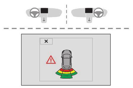 Driving Parking sensors Engage reverse gear The audible signal is supplemented by the display of bars in the screen which move progressively nearer to the vehicle.