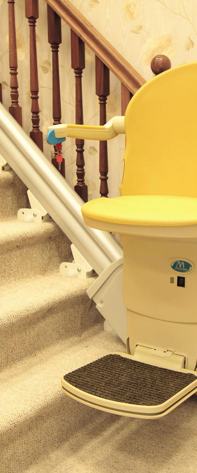 Handicare 1000 For those looking for minimal track intrusion into the staircase, the Handicare 1000 offers one of the slimmest straight