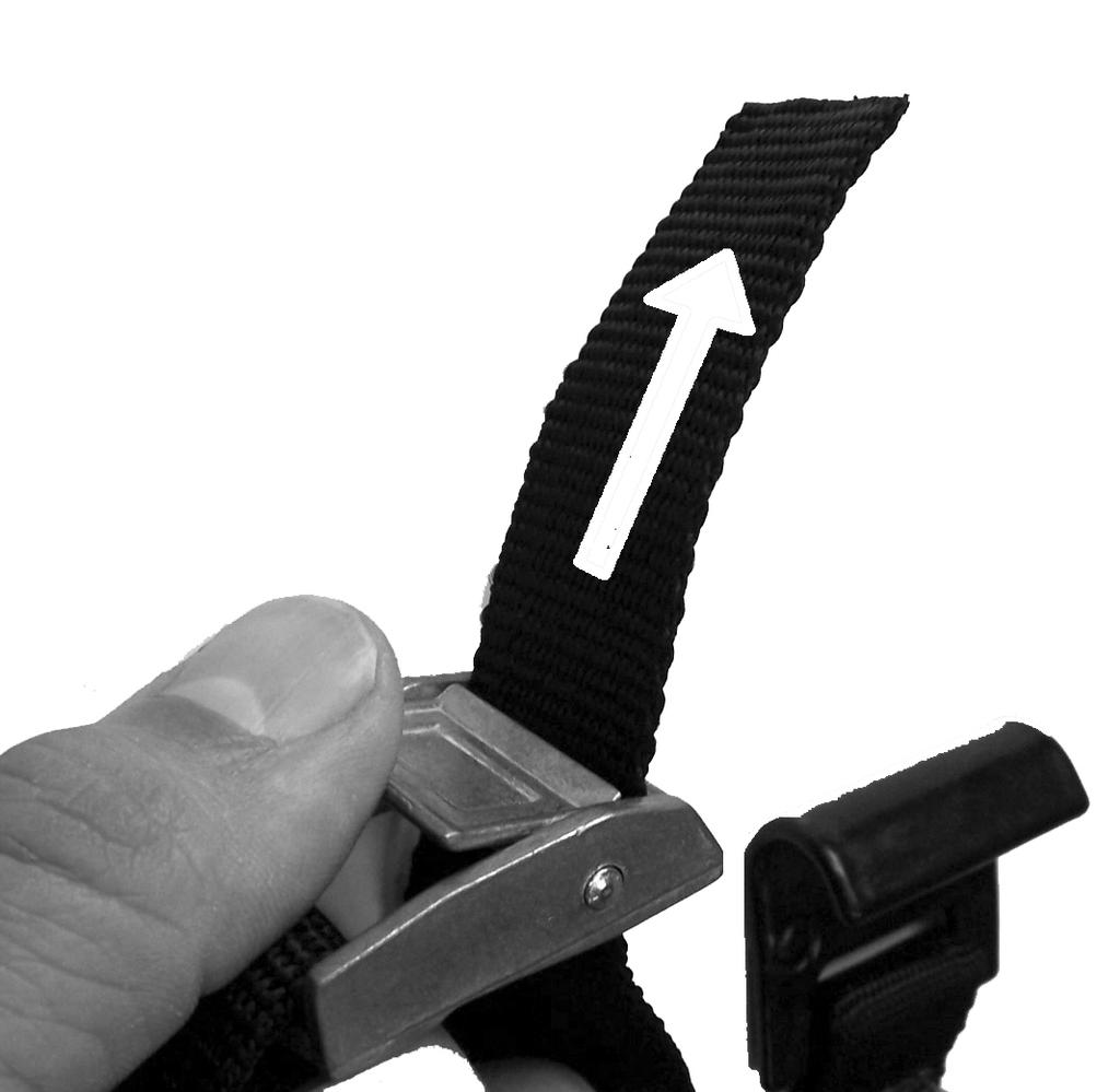 Pass the two lower straps A through the lower buckles. ENSURE YOU INSERT THE STRAP IN THE CORRECT DIRECTION.