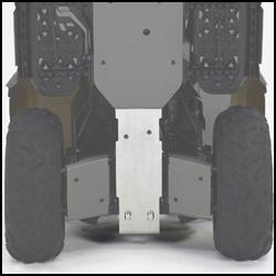 REAR * Give your ATV additional under body protection with these durable brushed aluminium C/V Joint guards These easy to install skid plates utilize stock mount points and come with all necessary