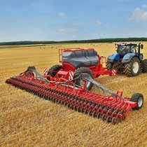 The 12 metre wide machine is equipped with two rows of seed coulters and allows for a row spacing of 20 cm.