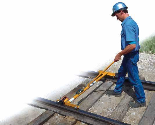 Track Inspection and Maintenance Telescopic assembly rolls freely through switches and over guard rails and rail crossings. Insulated roller bearings measure gauge 5/8 below top of rail.