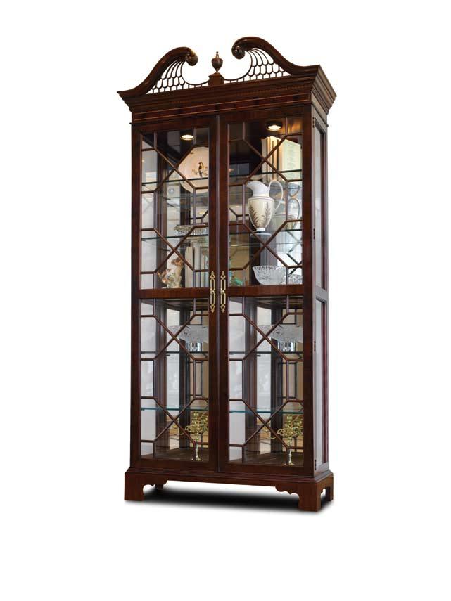 T R A D I T I O N A L C O L L E C T I O N 4774AP-1 4774A-1 Display Cabinet with Mirrored Back and No Pediment H84 W42 D17 Interior lights with dimmer switch.