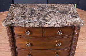 Croix Three Drawer Nightstand with Sable Marble Top H30 W32 D18 Same