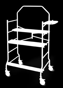 sites. 900 lb (408 kg) capacity. TOOL SHELF & SAFETY RAIL Safety rail to hold on to, for stability.