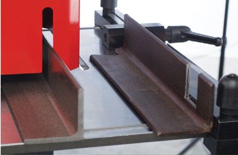 A large feed and worktable with gauging stops helps speed up repetitive type of work and ease material handling.