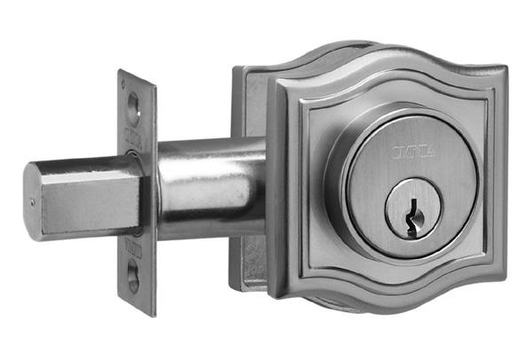 AUXILIARY DEADBOLTS ARCHED COLLAR - 2 ¾ h x 2 5 8 w ( 5 8 projection w/ cylinder, 1 3 8