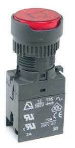 A02 series Illuminated or non-illuminated pushbutton switches Panel cut-out Ø 22 (.866) or 29,5 x 21,5 (1.160x.