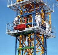 It consists of the guide section (blue), the hydraulic system (red) and the