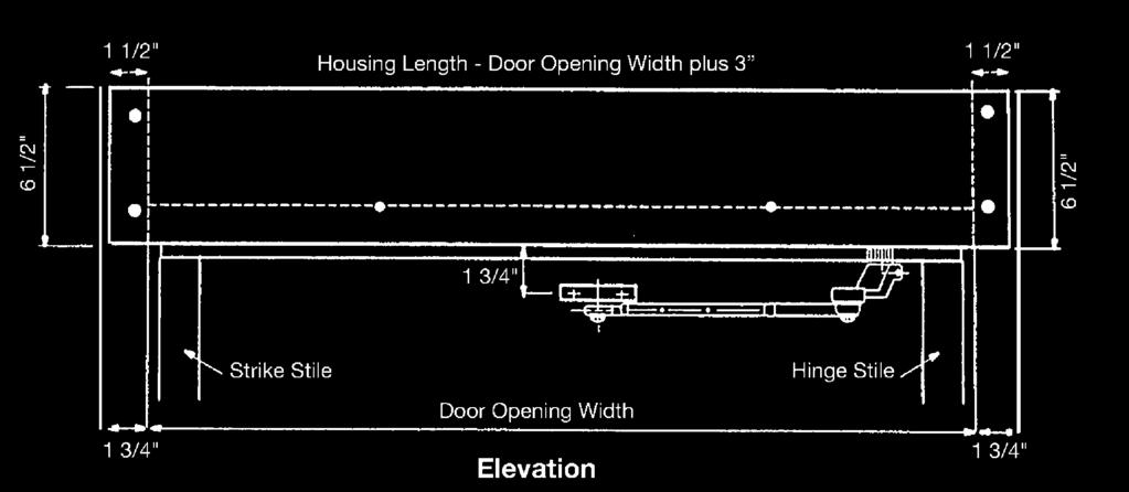 Header size is equal to door opening plus 3. This allows for a 1-½ space on either side of the Header Box to anchor the Header Box properly to the frame.