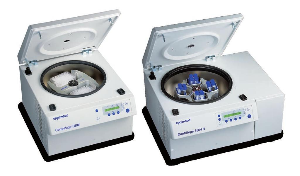 Centrifuges 5804/5804 R and 5810/5810 R Product features Cooling Interchangeable swing-bucket and high-speed fixed-angle rotors Spin up to 14,000 rpm, or 20,800 x g Low-profile 28 cm access height