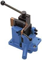 634 635 280 Eccentric angle bender 70, 100 and 120 mm working height For round, flat and angled stocks in steel, copper or aluminium up to 90 With stepless adjustable angle stop With length stop With