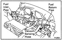 (c) Remove the 4 bolts and 2 nuts holding the intake air connector to the air intake chamber.