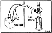 SFI SYSTEM (2JZGE) EG209 (k) Using SST, connect terminals +B and FP of the DLC 1. SST 0984318020 (l) Reconnect the negative () terminal cable to the battery. (m) Turn the ignition switch ON.