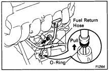 REMOVE OIL DIPSTICK AND GUIDE FOR A/T (a) Remove the bolt. (b) Pull out the dipstick guide together with the dipstick.