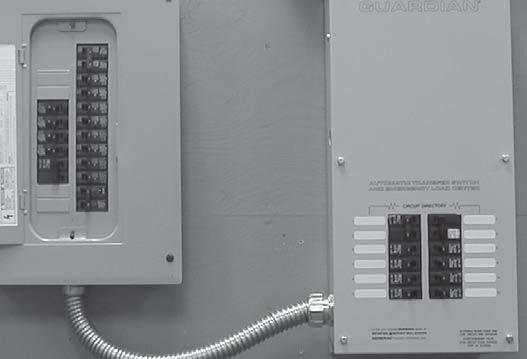 The transfer switch can be located to the left or right of the main distribution panel. One (1) foot is the suggested distance (see Figure 11).