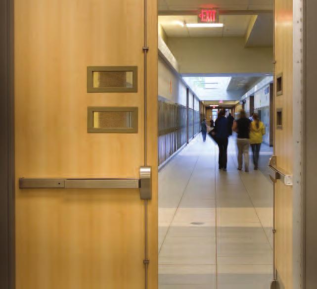A delayed egress exit device is available when security and safety are a concern.