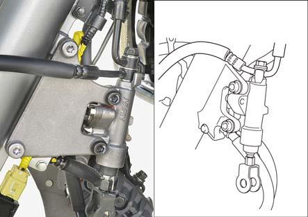 Remove the following: oil bolt (upper side) and sealing washers upper side brake hose(s) brake hose joint