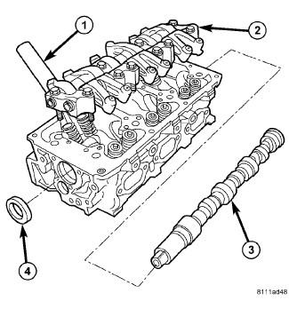 27. Remove the right valve cover to cylinder head ground strap. 28. Remove the EGR valve (2) with two bolts (6) and gasket. 29.