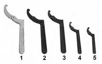 Miscellaneous Hand Tools Nut Spanner Wrenches 1060616 Item Part Number Description Diameter Range 1 1P-2856 Spanner Wrench 155.6-222.3 mm (6.13-8.75 in) 2 1P-2854 Spanner Wrench 1 114.3-158.8 mm (4.