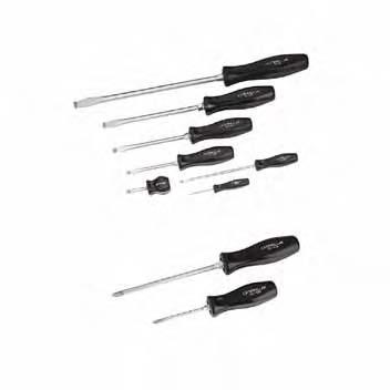Miscellaneous Hand Tools 1060965 Black Plastic Handled Screwdrivers Warranty: Lifetime Nickel/chrome-plated blades with vapor-blasted tips for best possible grip on screws Heavy duty, high impact