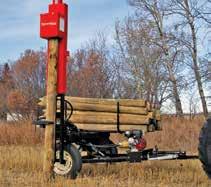 Available in a PTO or 9 hp engine models, Farm King post driver trailers can work with a tractor or behind a pick-up truck.