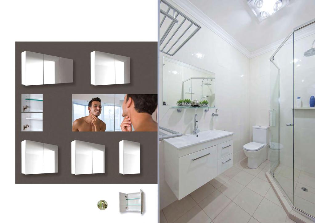bathroom mirrors premium white high gloss mirror cabinets n quality FEP mirror profile n painted white high gloss non-porous surfaces n soft closing hinges n choice of shelves n concealed mounting