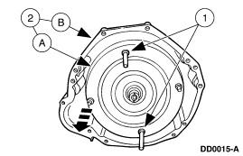 Gently rock the transmission side-to-side to disengage it from the locator dowels. 3. Move the transmission and the transmission jack rearward to clear the engine flexplate. 24.