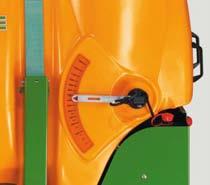 be filled using the For filling from a pressurised hose, The fill level indicator is readable The 120 litre (901/1201) or 180 litre suction hose via the 2 suction