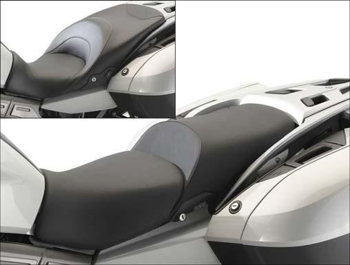 Front seat, low, for two-part seat: Optional extra/accessory for the K 1600 GT, accessory for the K 1600 GTL. Seat height (height-adjustable): 780/800 mm, seated-arc length 1775/1810 mm.