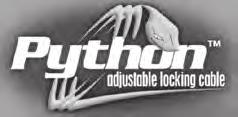 The exclusive, patented Python adjustable Locking Cables integrate a lock with a cable that acts like a