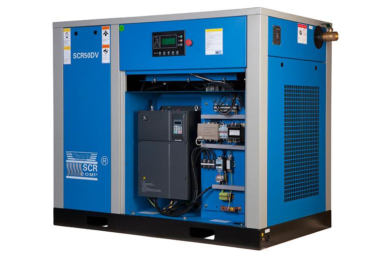VARIABLE SPEED ADVANTAGES The SCR Variable Speed Rotary Screw Compressor works by ramping up and down to coincide with your air demands and providing only the volume of air that is required.