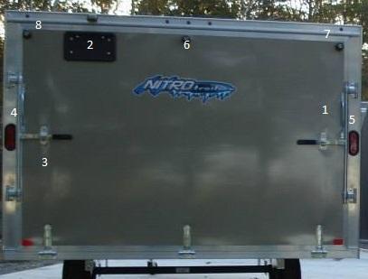 Operation Rear Access Door Your trailer is equipped with a large rear access door, to enter undo the latches on the left and right sides and the door will come down, use caution as the door is large
