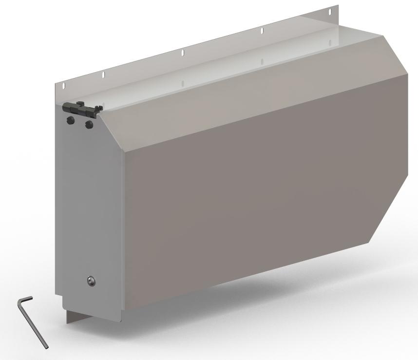 ) b) The screwed connections on the motor cover should be loosened with an Allen wrench (delivered in an envelope). c) The motor cover should be folded up(see image below).