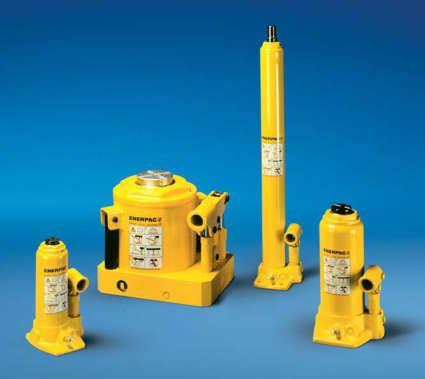 Steel Bottle Jacks Shown from left to right: EBJ-4GC, EBJ-50GC, EBJL-15GC, EBJ-12GC EBJ Series Capacity: 1,4-90,7 ton Stroke: 77-508 mm Maximum Operating Pressure: bar Screw Feature Heat treated,