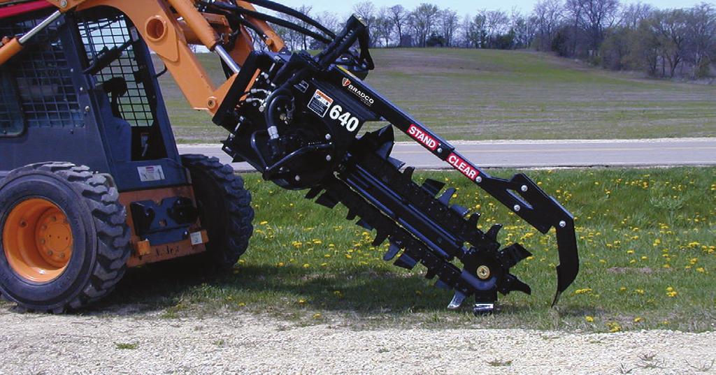 radco Trenchers, by Paladin, can mount to skid-steer loaders,