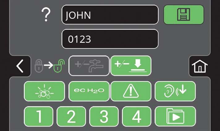 Select the controls the new user should only have access to use. Green represents unlocked controls and gray represents locked controls.