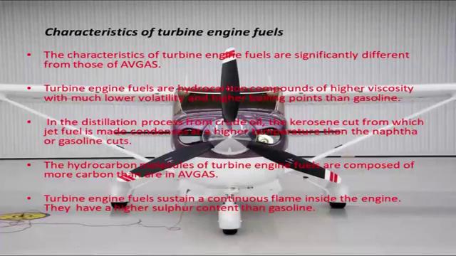 (Refer Slide Time: 12:19) Characteristics of turbine engine fuels, the characteristics of turbine engine fuels are significantly different from those of AVGAS.