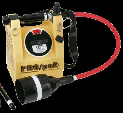 Everything you need is contained in one package that attaches to the end of your 25 mm (1 ) or 38 mm (1.5 ) fire hose.