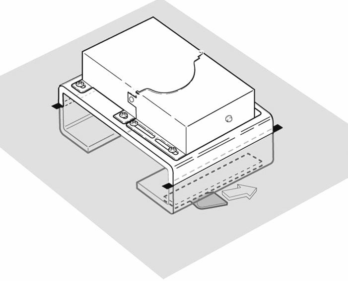 (1) Make sure the bracket goes all the way through the carpet so that the feet can be mounted to the floor pan. (Fig. 11-4) Fig.