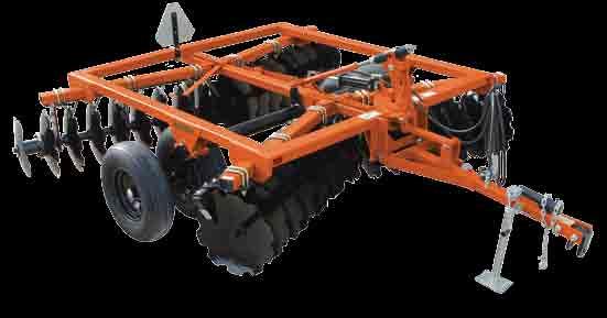 DH35 SERIES 45-100 HP 10, 12 7-1/2 or 9 Blade spacing Angle front gang up to 21 degrees Angle rear gang up to 18 degrees Front to rear leveling 2 or 4 Transport tires Options: Furrow fillers Disc