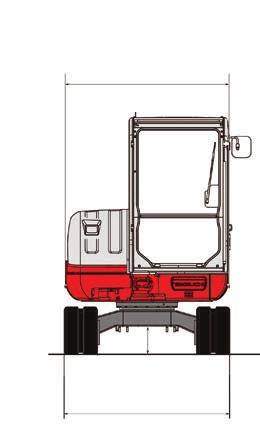 2,020 mm 2,040 mm H Front Swing Radius with Boom Offset 1,600 mm 1,620 mm I Slew Radius 1,365 mm 1,365 mm J Overall Length 5,065 mm 5,085 mm K Overall Height (Cab / Canopy) 2,490 mm / 2,505 mm 2,490